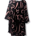 Women's Tops Black Pink Abstracts 3 quarter Sleeve Blouse Shirt