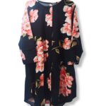 Women's Tops, BLACK, FLORAL 3 Quarter Sleeve Blouse Shirt