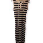 Women's Hoodie Sleeveless Cover Ups, Long Dress - BLACK STRIPE