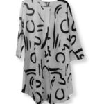 Women's Tops Black & White Abstracts 3 Quarter Sleeve Blouse Shirt