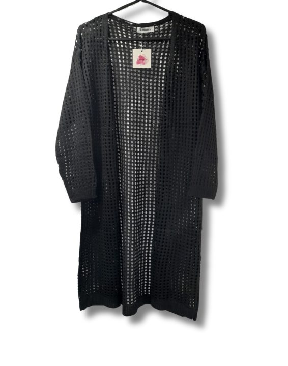 31-2 Hole knit dress - long sleeves, short jersey underdress - BLACK - £19.99